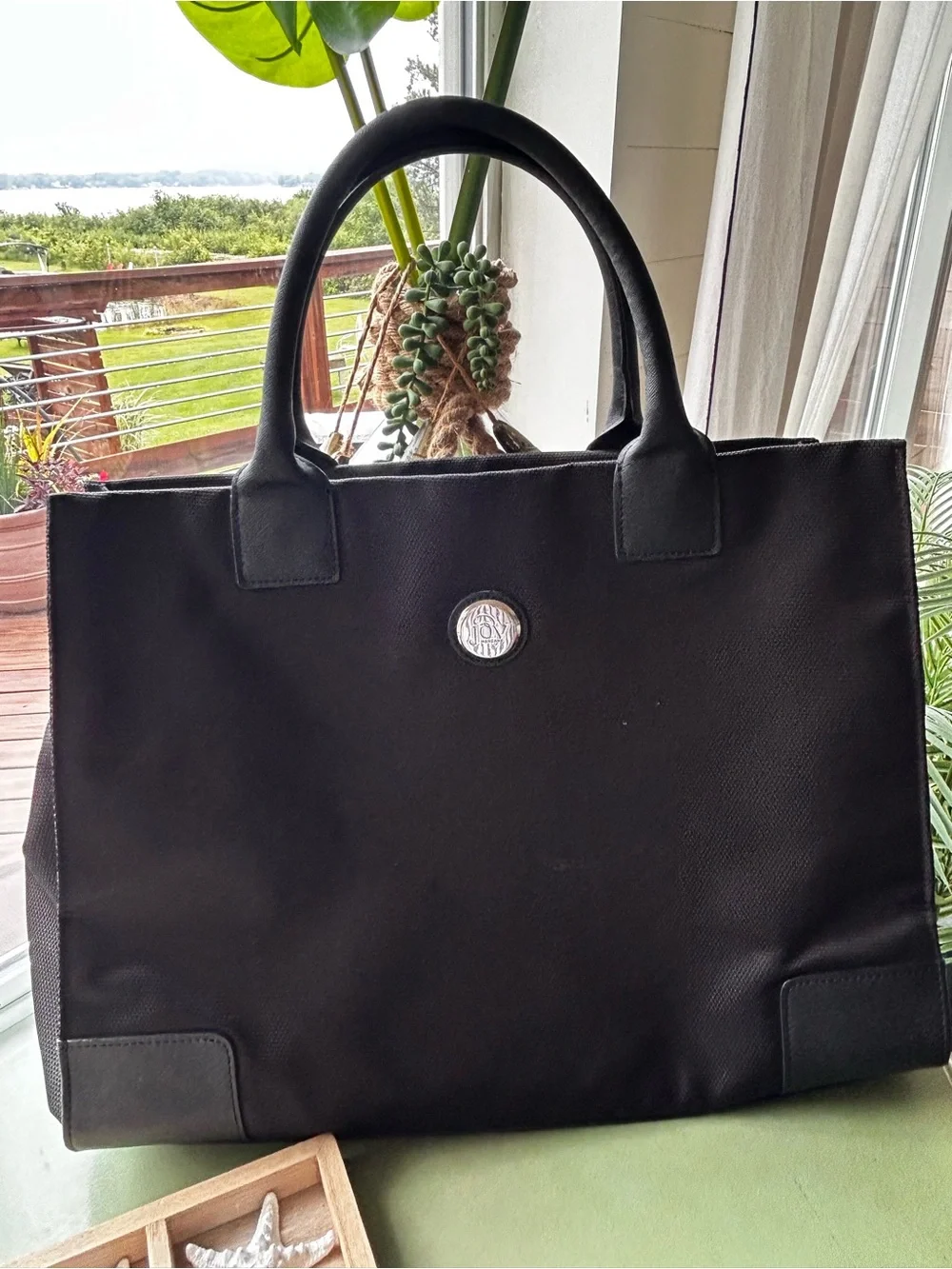 Joy Pacaro Black Waterproof Tote Bag Large Work Office Organizer Handbag